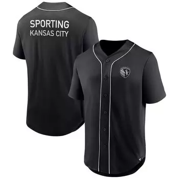 Мужская фирменная черная бейсбольная майка на пуговицах Sporting Kansas City третьего периода Fanatics