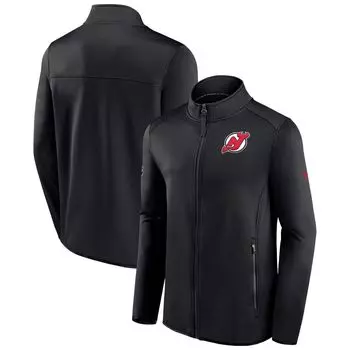 Мужская фирменная черная флисовая куртка с молнией во всю длину New Jersey Devils Authentic Pro Rink Fanatics