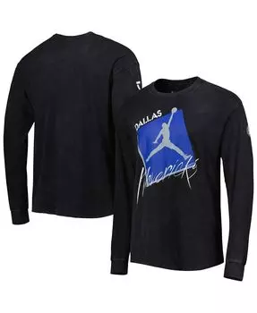 Мужская фирменная черная футболка с длинным рукавом dallas mavericks courtside max 90 в винтажном стиле. Jordan, черный