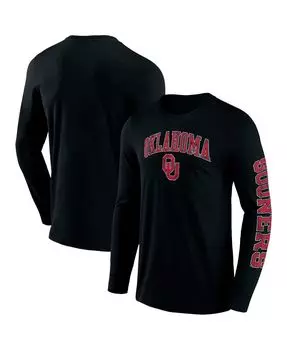 Мужская фирменная черная футболка с длинным рукавом с логотипом oklahoma sooners arch over logo 2.0 с логотипом Fanatics, черный