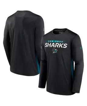 Мужская фирменная черная футболка с длинным рукавом san jose sharks authentic pro rink performance Fanatics, черный