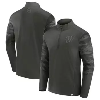 Мужская фирменная черная футболка Wisconsin Badgers OHT Military Appreciation Guardian с молнией четверть четверти Fanatics