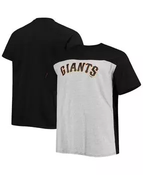 Мужская фирменная черная и меланжевая серая футболка san francisco giants big and tall с цветными блоками Fanatics, мульти