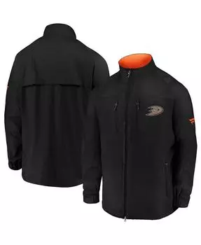 Мужская фирменная черная куртка Anaheim Ducks Authentic Pro Locker Room Rink с молнией во всю длину реглан Fanatics, черный