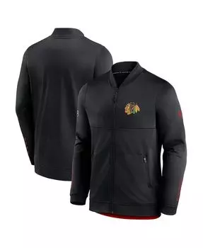 Мужская фирменная черная куртка chicago blackhawks locker room с молнией во всю длину Fanatics, черный