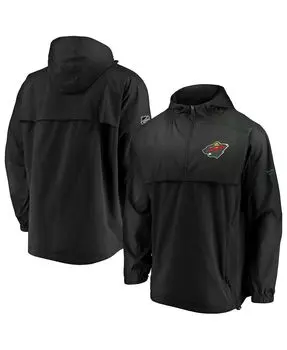 Мужская фирменная черная куртка minnesota wild authentic pro rinkside anorak с молнией 1/4 Fanatics, черный