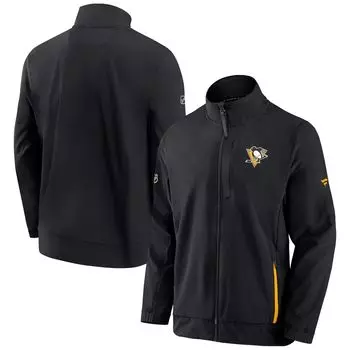 Мужская фирменная черная куртка Pittsburgh Penguins Authentic Pro Rink Coaches с молнией во всю длину Fanatics