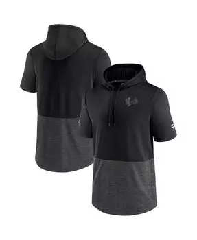 Мужская фирменная черная толстовка с капюшоном с коротким рукавом chicago blackhawks authentic pro travel and training Fanatics, черный