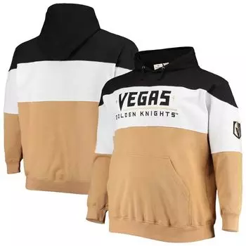 Мужская фирменная черная/золотая флисовая толстовка с капюшоном Vegas Golden Knights Big & Tall с цветными блоками Fanatics