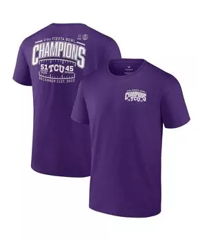 Мужская фирменная фиолетовая футболка tcu horned frogs college football playoff 2022 fiesta bowl champions score Fanatics, фиолетовый