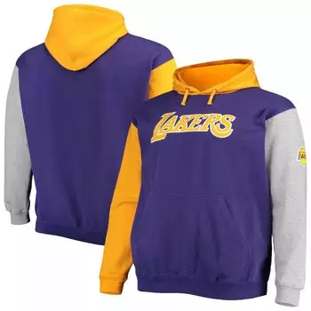 Мужская фирменная фиолетовая/золотая толстовка с капюшоном Los Angeles Lakers Big & Tall с двойным контрастом Fanatics