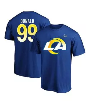Мужская фирменная футболка aaron donald royal los angeles rams super bowl lvi bound big tall name number Fanatics