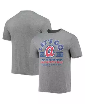 Мужская фирменная футболка atlanta braves the bravos hometown из коллекции tri-blend цвета меланжа серого цвета с фирменной символикой Fanatics, мульти