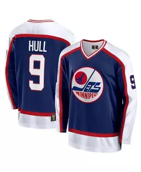 Мужская фирменная футболка bobby hull navy winnipeg jets breakaway для пенсионеров Fanatics, синий