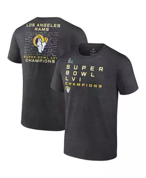 Мужская фирменная футболка charcoal los angeles rams super bowl lvi champions big and tall signature route Fanatics, мульти