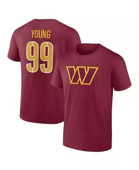 Мужская фирменная футболка chase young burgundy washington commanders player icon с именем и номером Fanatics