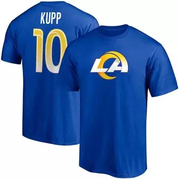 Мужская фирменная футболка Cooper Kupp Royal Los Angeles Rams со значком игрока, именем и номером Fanatics