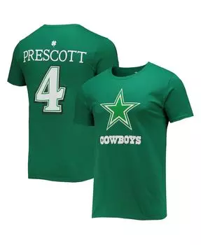 Мужская фирменная футболка dak prescott green dallas cowboys st. patrick's day icon player Fanatics, зеленый