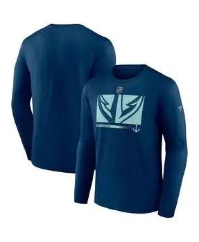 Мужская фирменная футболка deep sea blue seattle kraken authentic pro core collection secondary с длинным рукавом Fanatics, мульти
