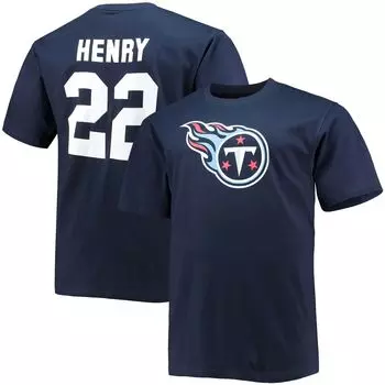 Мужская фирменная футболка Derrick Генри Navy Tennessee Titans Big & Tall с именем и номером игрока Fanatics