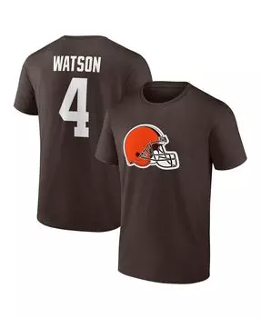 Мужская фирменная футболка deshaun watson brown cleveland browns player icon с именем и номером Fanatics, коричневый