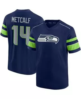 Мужская фирменная футболка dk metcalf college navy seattle seahawks hashmark name number с v-образным вырезом Fanatics, синий