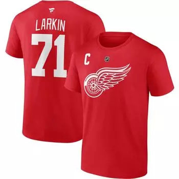 Мужская фирменная футболка Dylan Larkin Red Detroit Red Wings с именем и номером капитана Stack Fanatics