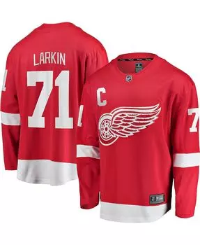 Мужская фирменная футболка dylan larkin red detroit red wings home captain premier breakaway player jersey Fanatics, красный