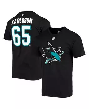 Мужская фирменная футболка erik karlsson black san jose sharks с альтернативным логотипом из джерси с именем и номером Fanatics, черный