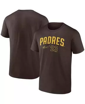 Мужская фирменная футболка fernando tatis jr. коричневая san diego padres с именем и номером игрока Fanatics, коричневый