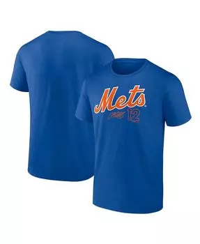 Мужская фирменная футболка francisco lindor royal new york mets с именем и номером игрока Fanatics