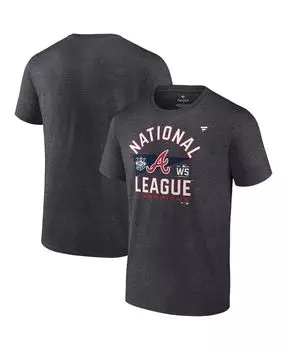 Мужская фирменная футболка heathered charcoal atlanta braves 2021 national league champions locker room big and tall Fanatics, мульти