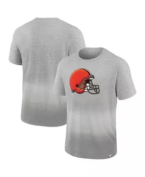 Мужская фирменная футболка heathered grey, grey cleveland browns team ombre Fanatics, мульти