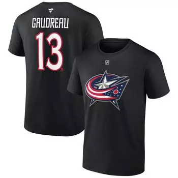 Мужская фирменная футболка Johnny Gaudreau Black Columbus Blue Jackets Special Edition 2.0 с именем и номером Fanatics