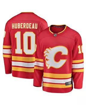 Мужская фирменная футболка jonathan huberdeau red calgary flames home breakaway player Fanatics, красный