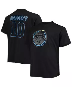 Мужская фирменная футболка justin herbert los angeles chargers big and tall color pop с именем и номером Fanatics, черный