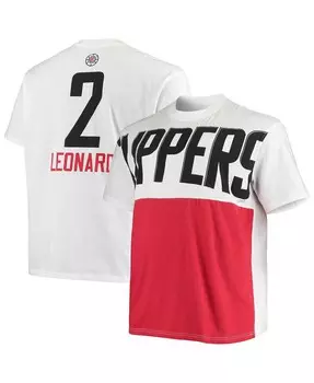 Мужская фирменная футболка kawhi leonard white la clippers с большой и высокой кокеткой Fanatics, белый