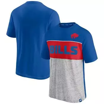 Мужская фирменная футболка королевского/серого цвета с цветными блоками Buffalo Bills Throwback Fanatics