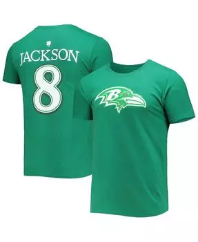 Мужская фирменная футболка lamar jackson green baltimore ravens st. patrick's day icon player Fanatics, зеленый