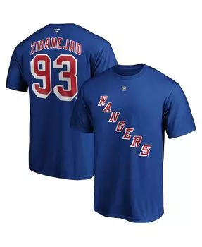 Мужская фирменная футболка mika zibanejad blue new york rangers big and tall с именем и номером Fanatics, синий