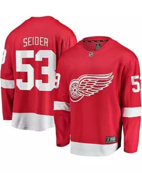 Мужская фирменная футболка moritz seider red detroit red wings home breakaway player jersey Fanatics, красный