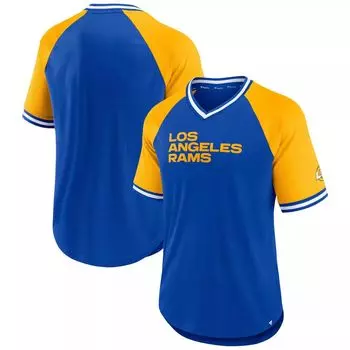 Мужская фирменная футболка Royal Los Angeles Rams Second Wind реглан с v-образным вырезом Fanatics