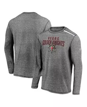 Мужская фирменная футболка с длинным рукавом heather grey vegas gold knights special edition Fanatics, мульти