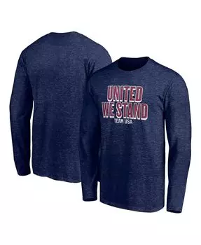 Мужская фирменная футболка с длинным рукавом из меланжевой ткани united we stand waved Fanatics, темно-синий