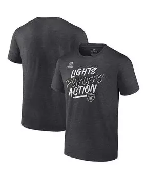 Мужская фирменная футболка с древесно-угольным рисунком Las Vegas Raiders 2021 Nfl Playoffs Bound Lights Action Fanatics, серый