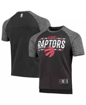 Мужская фирменная футболка с логотипом toronto raptors noches shooting raglan черного и меланжевого цвета Fanatics, мульти