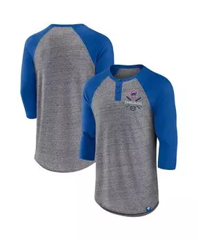 Мужская фирменная футболка с меланжевым принтом royal chicago cubs iconic above heat в крапинку реглан henley с рукавом 3/4 Fanatics, мульти