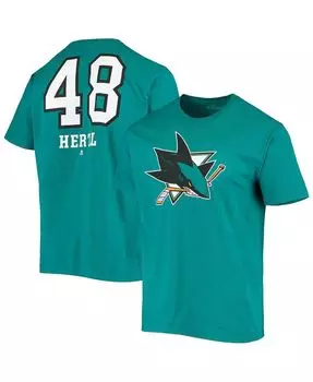 Мужская фирменная футболка tomas hertl teal san jose sharks underdog с именем и номером Fanatics, бирюзовый