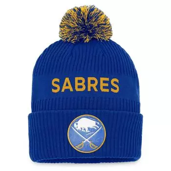 Мужская фирменная королевская/желтая бейсболка Fanatics Buffalo Sabers NHL Draft 2022 Authentic Pro с манжетами и помпоном