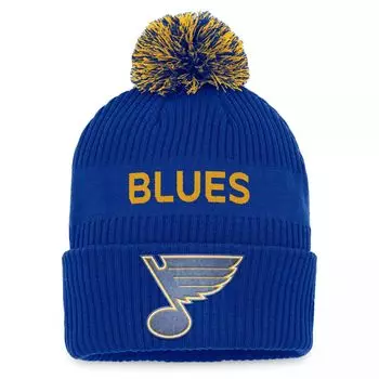 Мужская фирменная королевская/желтая бейсболка Fanatics St. Louis Blues NHL Draft Authentic Pro 2022 с манжетами и помпоном